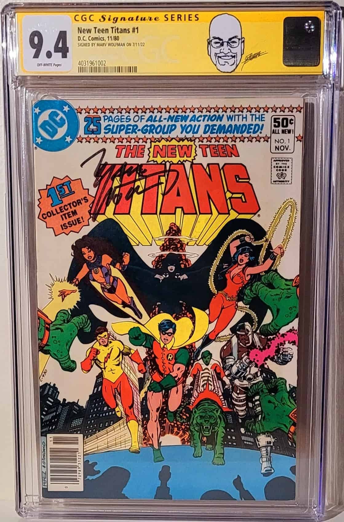 The New Teen Titans #1 CGC 9.4 Signed Marv Wolfman