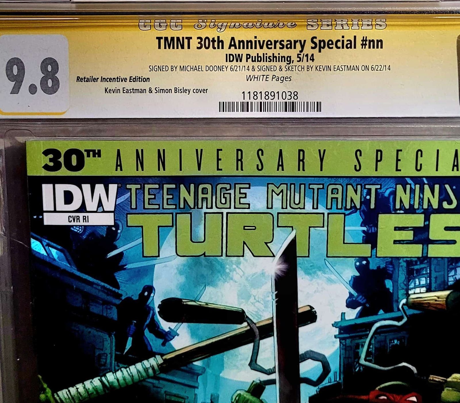 TMNT 30th Anniv. Special #1 CGC 9.8 SGN + Sketch Eastman SGN Dooney - Imagem 3