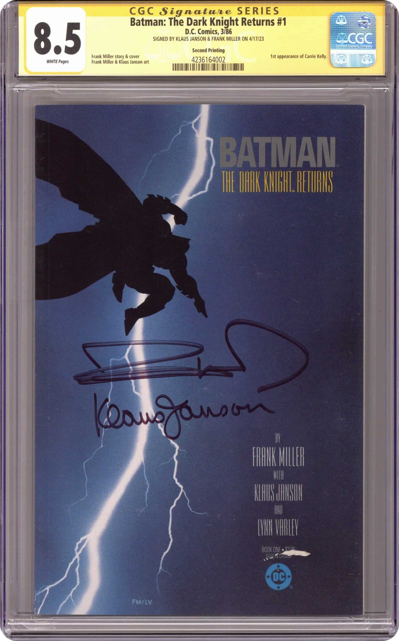 Batman The Dark Knight Return #1 CGC 8.5 Signed Frank Miller and Klaus Janson
