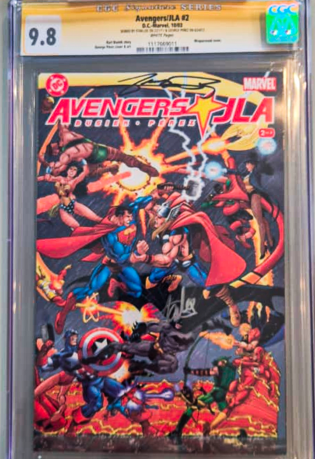 Avengers/JLA #2 CGC 9.8 - Signed by Stan Lee and Geoge Pérez