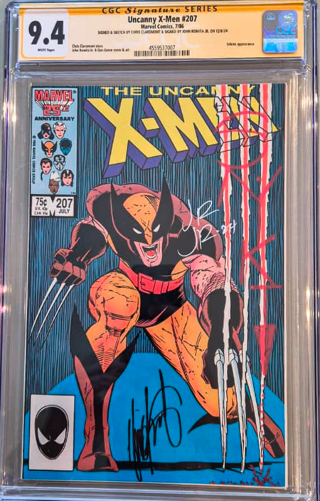 Uncanny X-Men #207 CGC 9.4 - Signed by Chris Claremont and John Romita Jr.